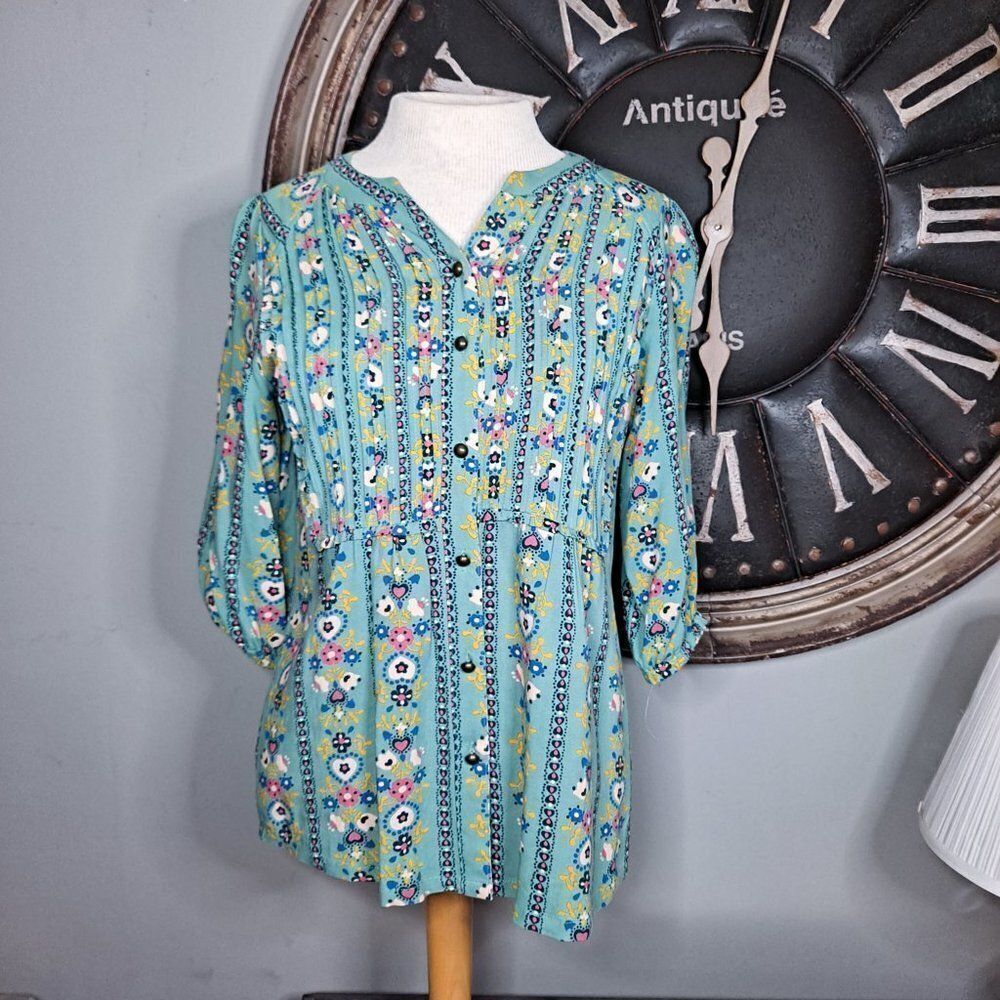 Matilda Jane Once Upon a Muse Top XS Blue Peasant Tunic Women's Shirt - Picture 4 of 9